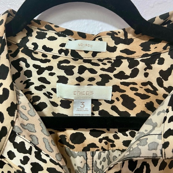 Chico's no iron leopard print Button Down Shirttail blouse  16/18-XL - Picture 4 of 10